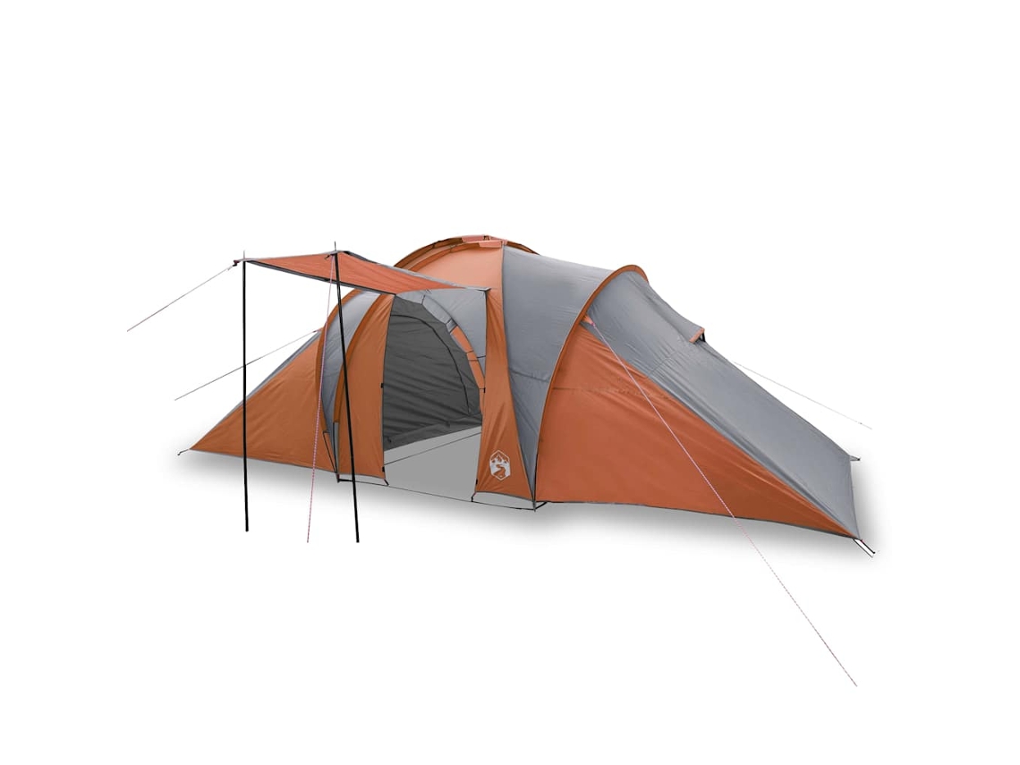 Tienda familiar con cúpula impermeable VIDAXL 6 personas gris naranja