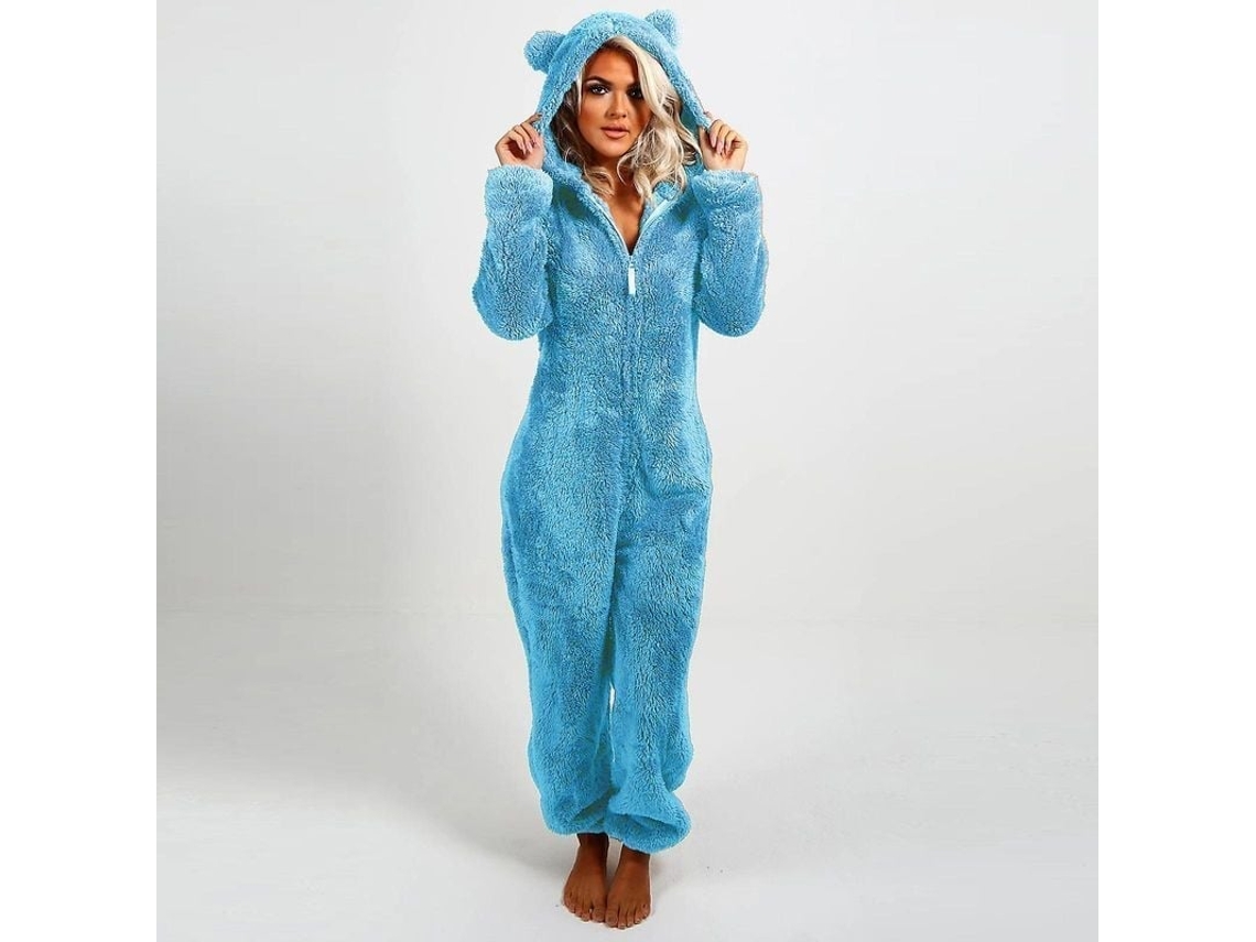 Fasst-mono De Pijama Para Mujer Con Capucha Manga Larga Invierno Cálido Casual Ropa De Dormir