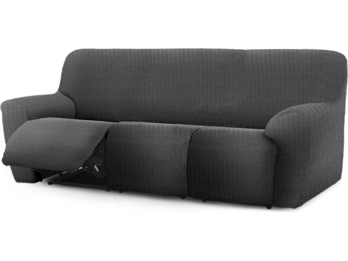 Funda de Sofá Relax Extensible 3 Plazas x 3 EYSA Premium Jaz Tejido Multielástico (200-260 cm - Poliéster y Algodón - Gris Oscuro)
