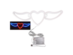 2026-luz Neon En Forma De Corazón Con Alas Energía Eficiente Doble Fuente Para San Valentín Boda Luz Azul Roja