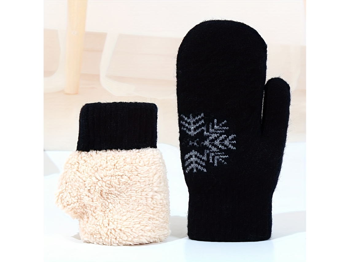 Guantes De Invierno Unisex Con Forro Polar Y Grueso Aislamiento Snowflake, Elegantes Y Resistentes Al Frío Para Proteger Tus Manos Al Aire L