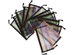 Juego de 12 bolsas impermeables de malla con cremallera, organizador de material escolar con estampado de rayas y estuche para lápices.