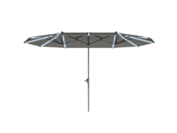 Sombrilla Doble Con Luces Led Solares 451x267 Cm, Aluminio, Protección Uv 50+, Con Manivela Y Resistente Al Viento, Para Playa Y Terraza, Gris Oscuro