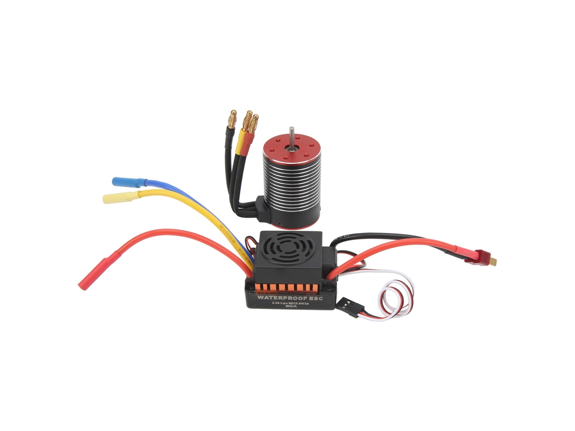 Combo Esc Brushless 60a Waterproof 5200kv Motor De Cobre Puro Para Traxxas Carro Rc