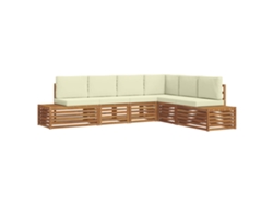 Maison Exclusive - Conjunto de sofás de exterior con cojines en tonos naturales y crema