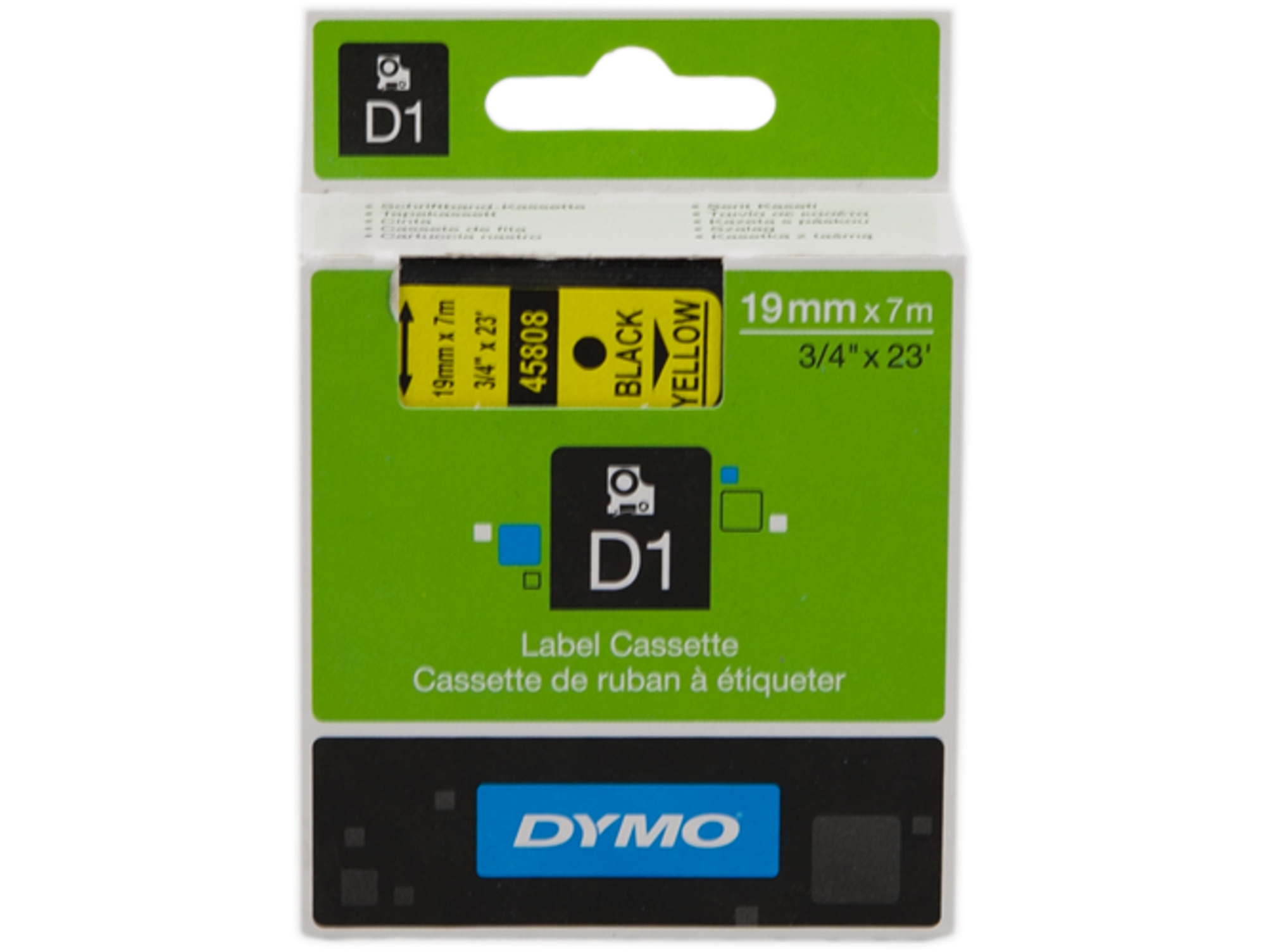 Cinta Etiquetas DYMO D1 19MMX7M Negro/Amarillo S0720880
