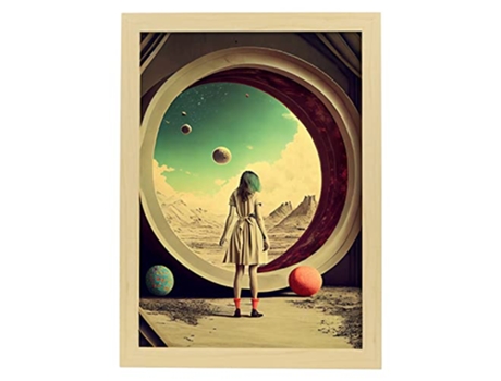 NACNIC Poster Ventana En Estilo Surrealismo Cinematográfico Ilustraciones Y Grabados De Historieta Abstracta Y Artística A3 Marcos Madera