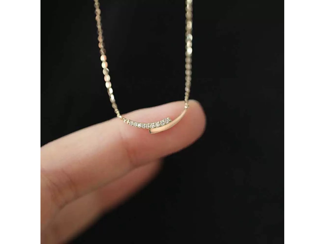 (oro) Collar Wish De Plata S925 Con Doble V Y Diamantes, Un Éxito De Ventas: Sencillo, Fresco, Dulce Y Versátil.