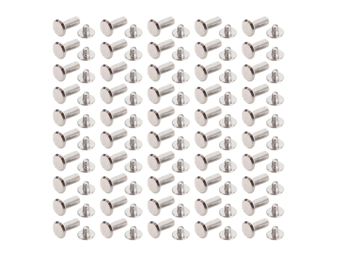 50 Conjuntos Rebite Aço Inoxidável M4 5x13x9.5mm Cabeça Redonda Plana para Decoração