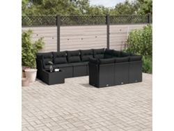 Conjunto de sofás de jardín de 11 piezas DKD Home Decor con cojines de mimbre negros