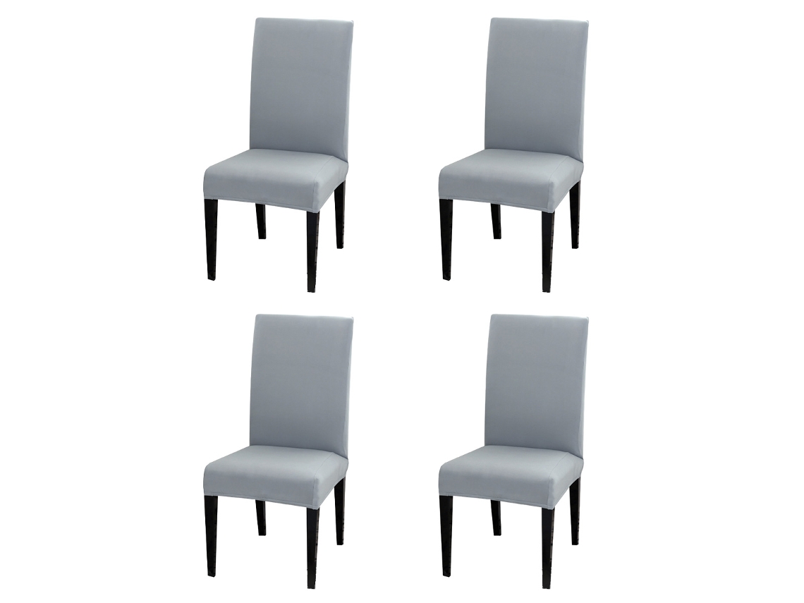 KOFIHETY 4 Piezas Funda Ajustable para Silla de Comedor con Elástico, Lavable, para Hotel, Sala de Comedor, Ceremonia, Banquete y Boda