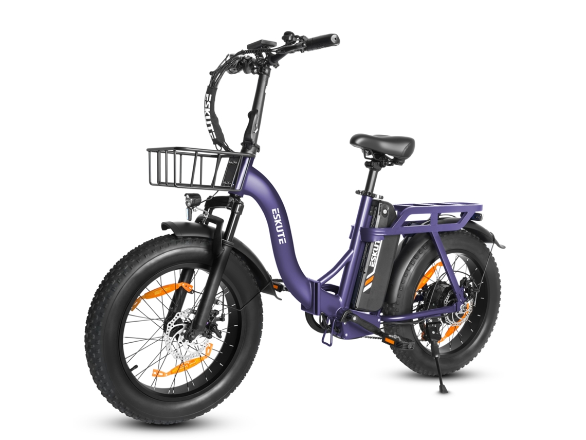Bicicleta Eléctrica Plegable Eskute D202 Con Cesta Delantera Y Batería De 48 V Y 20,8 Ah.