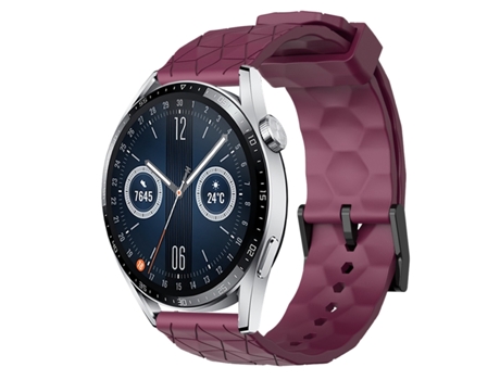 Correa de reloj inteligente para Huawei Watch GT3 42 mm 20 mm Patrón de fútbol Correa de silicona de color sólido (rojo vino)