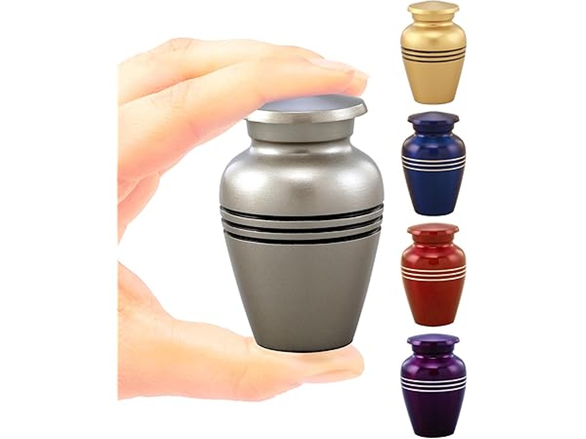 Urna funeraria miniatura para mascotas con bolsa de terciopelo, ergonómica, para uso diario STELASPLEN (en lata)