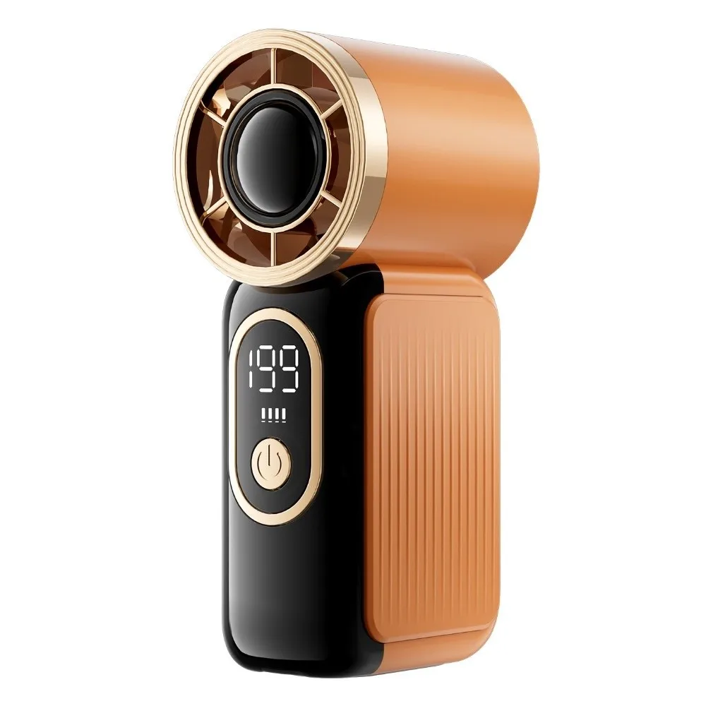 Ventilador Portátil De Alta Velocidad (naranja), Recargable, Con Batería De Larga Duración Y Pantalla Led.