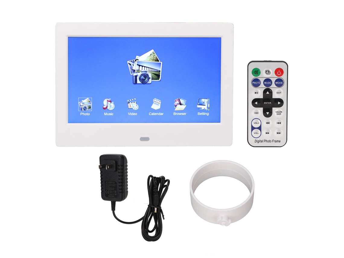 Marco De Fotos Digital De 7 Pulgadas Con Pantalla Lcd, Reproducción De Vídeo Y Música, Compatibilidad Con Tarjeta De Memoria Y Usb, Enchufe Estadounidense.