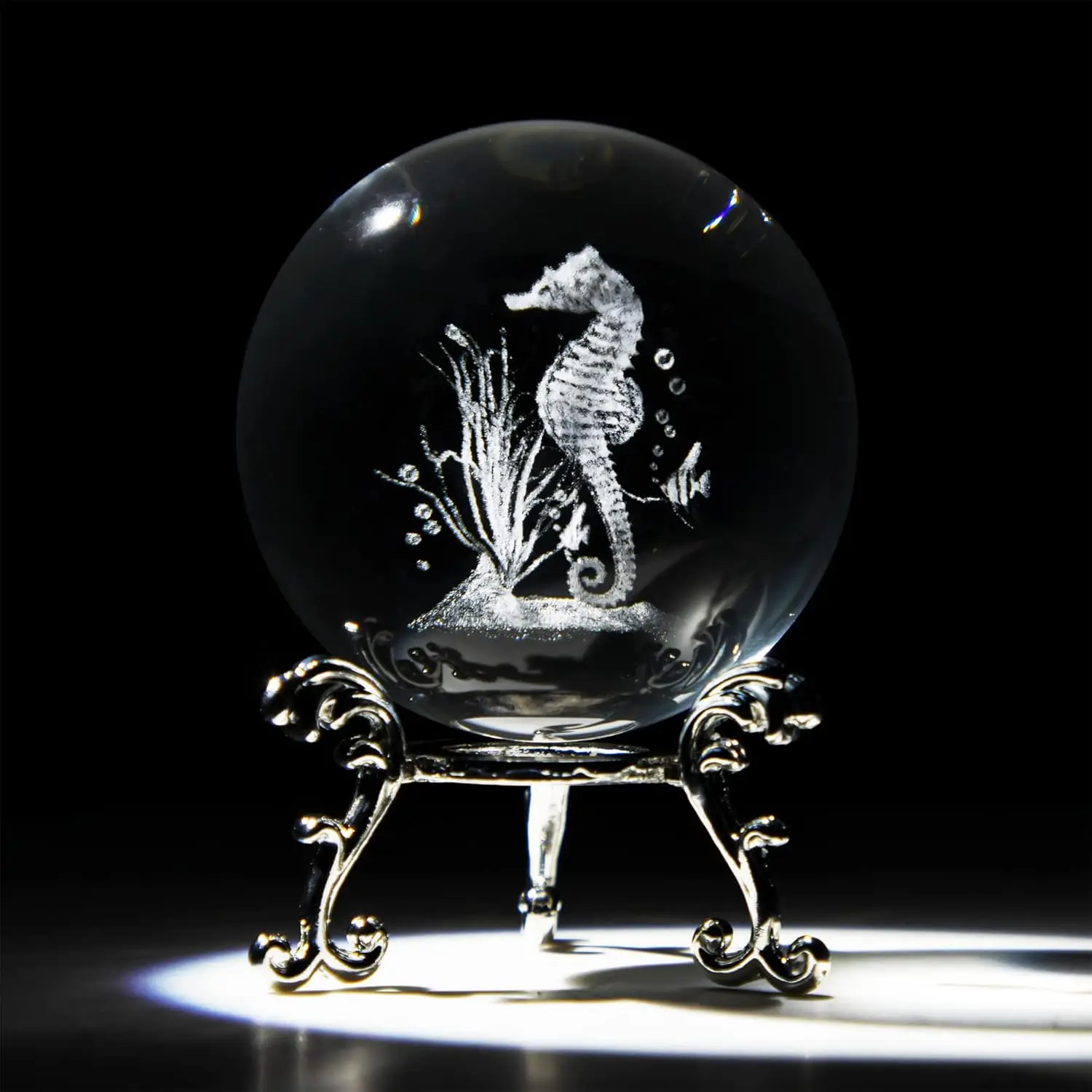 Bola De Cristal Con Forma De Caballito De Mar De 6 Cm, Grabada Con Láser En 3d.