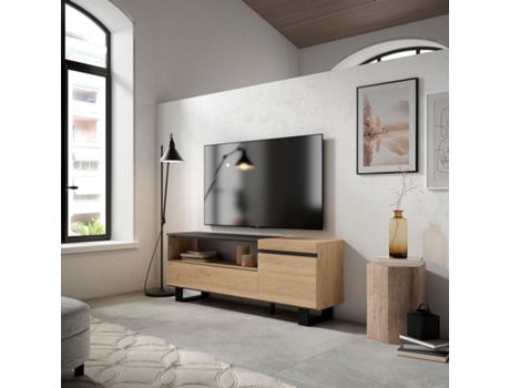 Mueble TV Televisión 150x57x35cm Para TV hasta 65 Diseño industrial Roble y negro