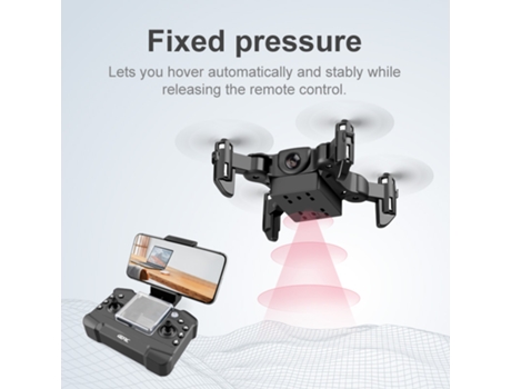 Mini dron plegable V2 con cámara HD 1080P (3 baterías - Duración de la batería: 12 min - Negro) YIZHOOD