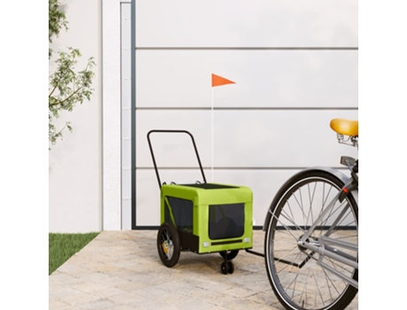 Remolque de bicicleta mascotas hierro tela Oxford VIDAXL verde negro