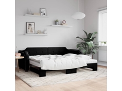 Sofá Cama Nido Con Colchón Tela Negro 80x200 Cm