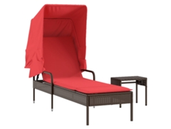Maison Exclusive - Tumbona Con Toldo Y Mesa, De Poliratán Marrón