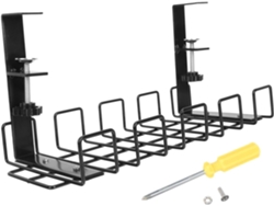 Organizador de cables colgante, ideal para la oficina y el hogar, organiza los cables debajo del escritorio, color negro.
