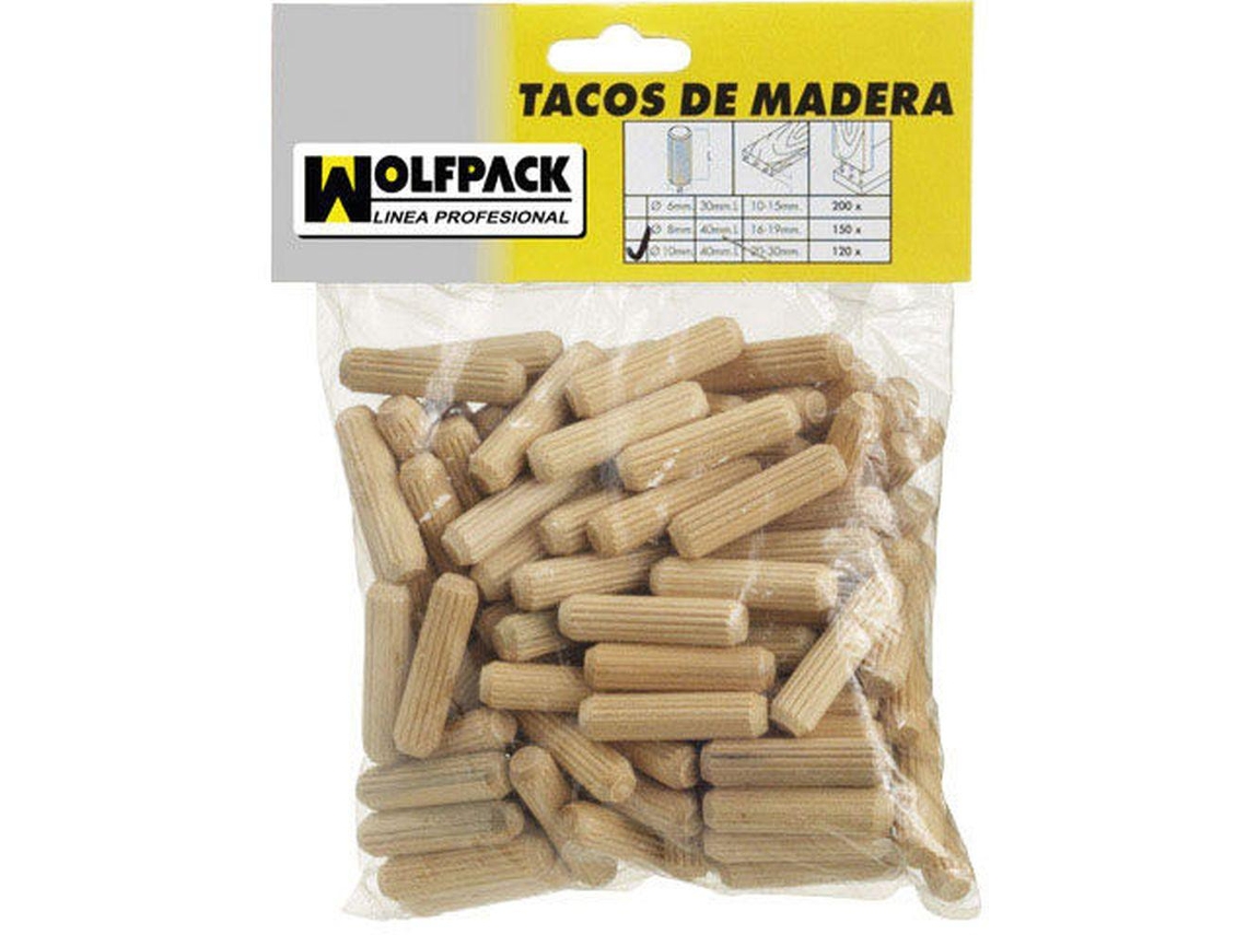 Espigas Madera 10x40 mm (Bolsa de 50 Piezas) WOLFPACK LINEA PROFESIONAL