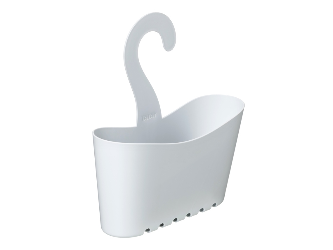 Colgador Ducha Tatay Multifuncional Polipropileno Sin Taladro Cesta Apilable 25x9x28 Cm Blanco