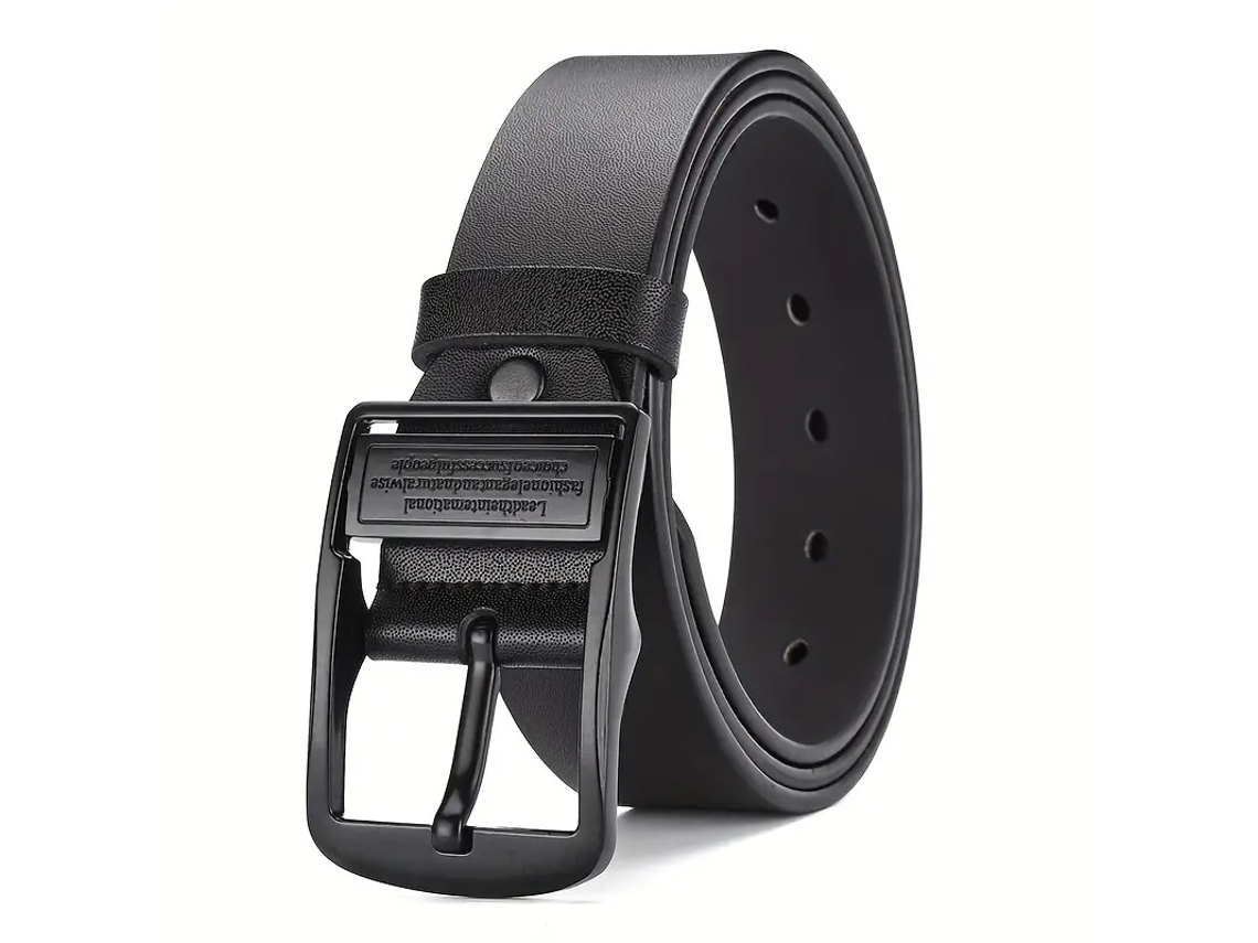 Cinturón retro de TPU para hombre Yuysan, hebilla de aguja, 120 cm de largo, negro con hebilla negra.
