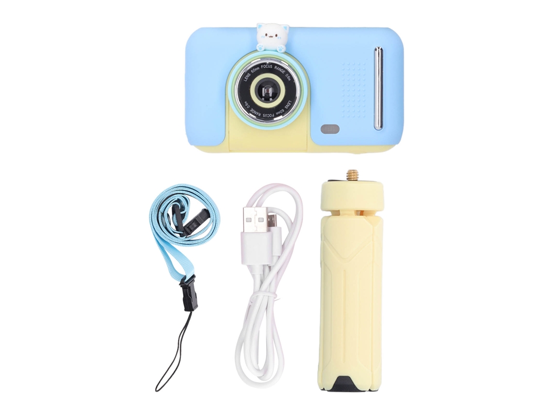 Rebe-câmera Infantil Hd De 2,4 Polegadas 40mp 1080p Com Lente Giratória De 180 Graus, Brinquedo De Fotografia Azul Amarelo