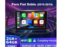 Gps Rádio Android Automóvel V1 Para Fiat Doblo 2015‑2019 Android 15 Conexão Sem Fios 64gb Bt