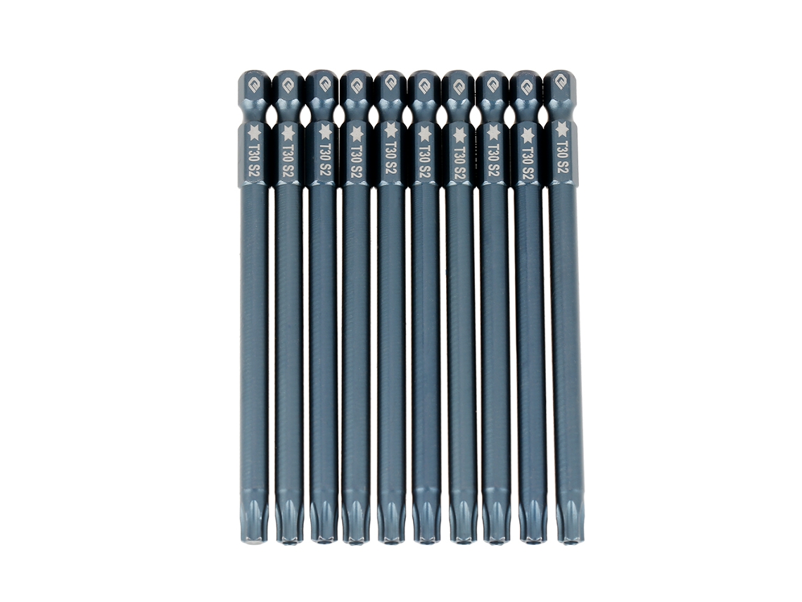 10 Piezas Brocas De Destornillador Estrella Seguridad T30 100mm Mango Hexagonal 1/4" Magnéticas Kit