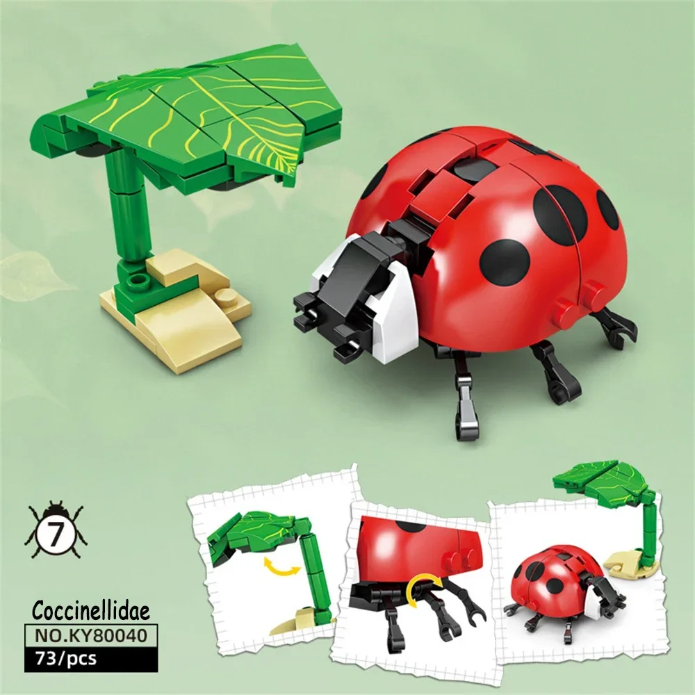 Juego de bloques de construcción con forma de insecto, ideal para niños, exquisito modelo coleccionable MDUG