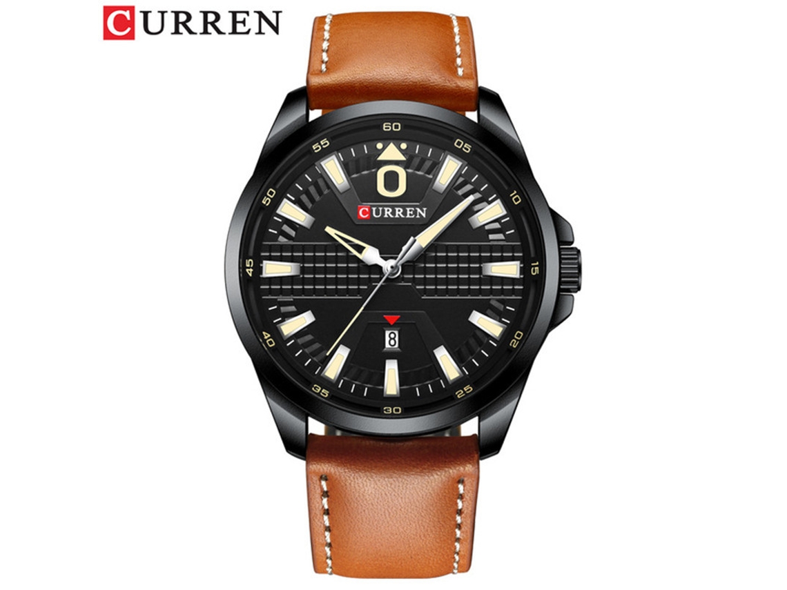 Reloj De Cuarzo Resistente Al Agua (marrón/negro), Correa De Cuero Delgada, Reloj De Negocios Elegante Para Hombre.
