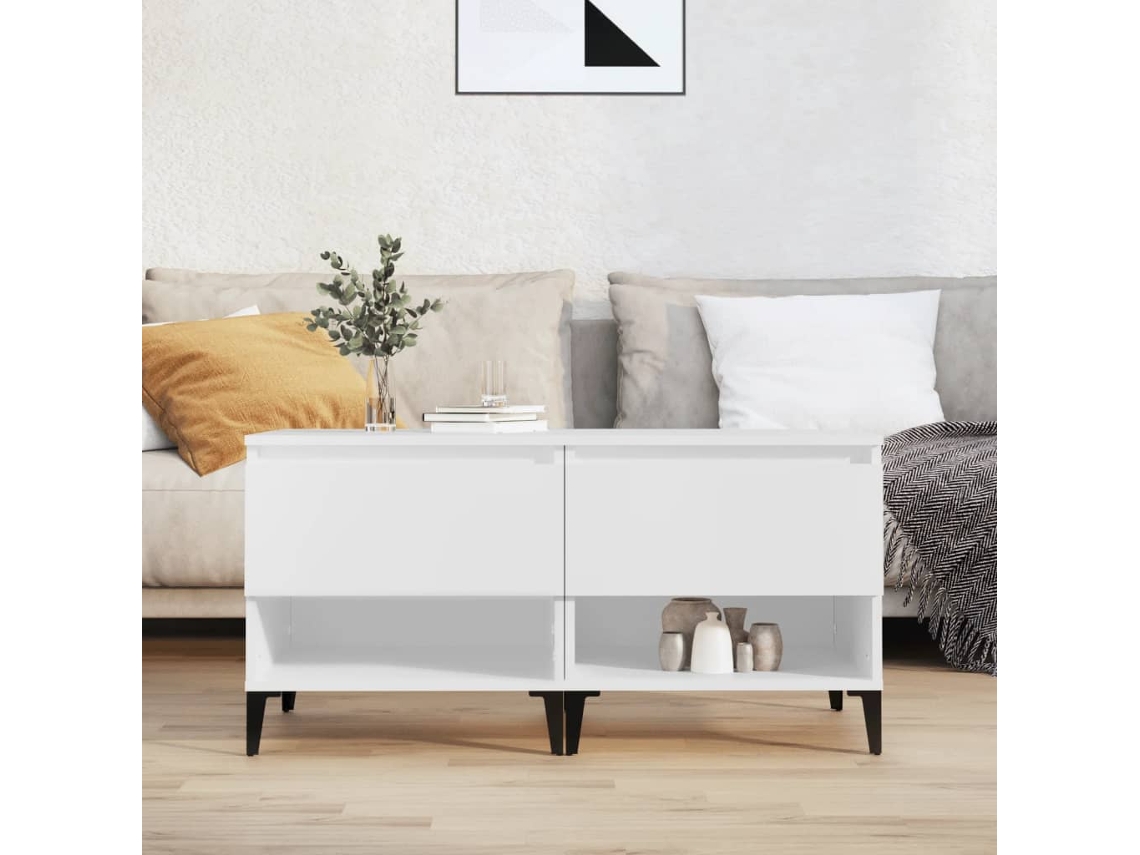 Mesitas De Noche 2 Uds Madera Contrachapada Blanco 50x46x50 Cm