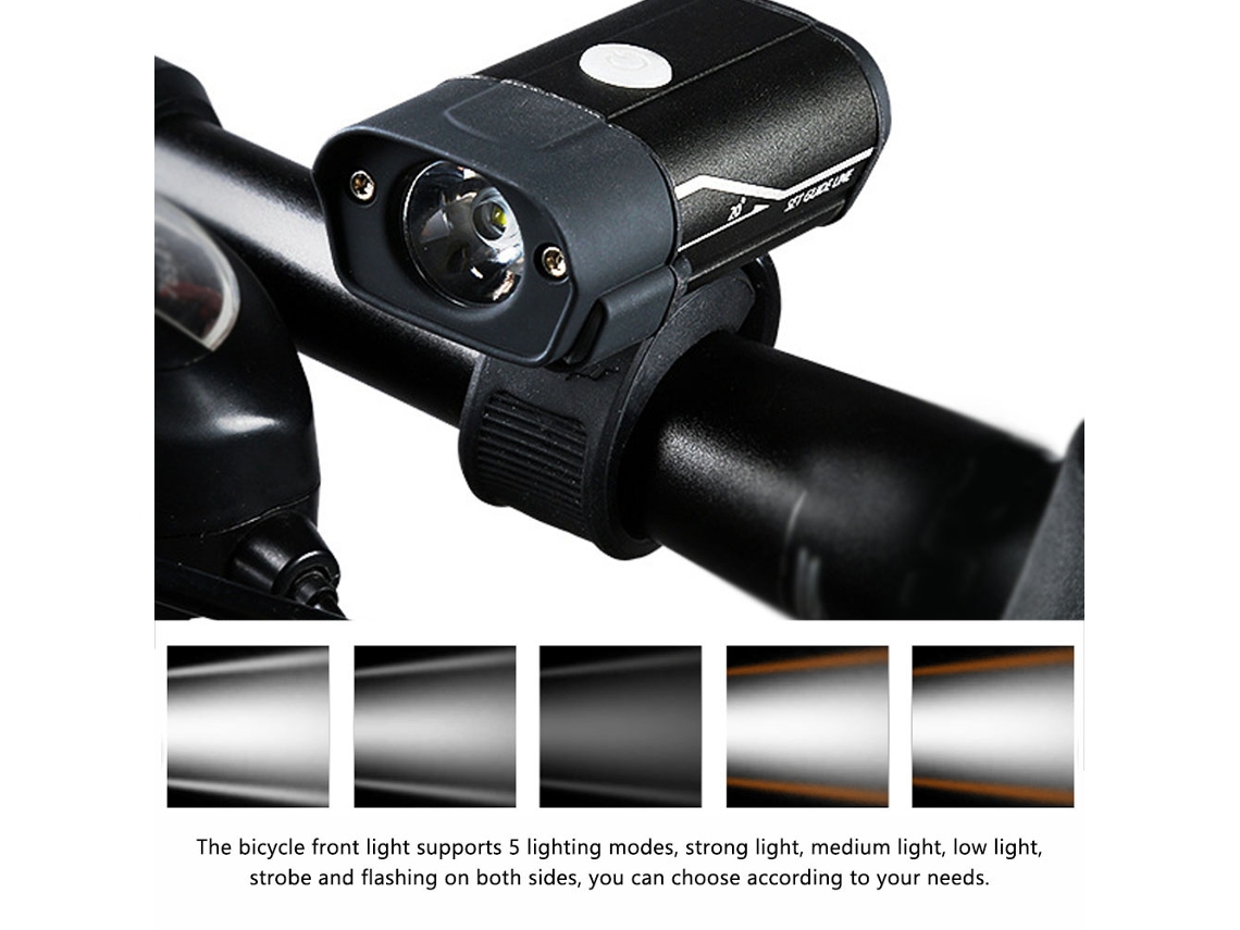 Luz Delantera Recargable Usb De Aluminio Resistente Al Agua Para Bicicletas De Montaña Y De Carretera, Con 5 Modos De Iluminación.
