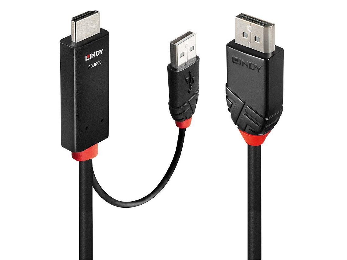 Adaptador de Vídeo LINDY 41500 3m Hdmi + USB Type-A Displayport Negro