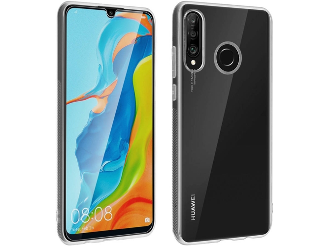 Carcasa y Protector Cristal Templado Huawei P30 Lite AVIZAR Silicona Transparente