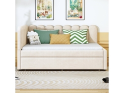 Sofá Cama 140x200 Cm - Con Cama Extra - Terciopelo - Beige (colchón No Incluido)