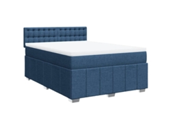 Maison Exclusive - Cama Box Spring Con Colchón Tela Azul 160x200 Cm
