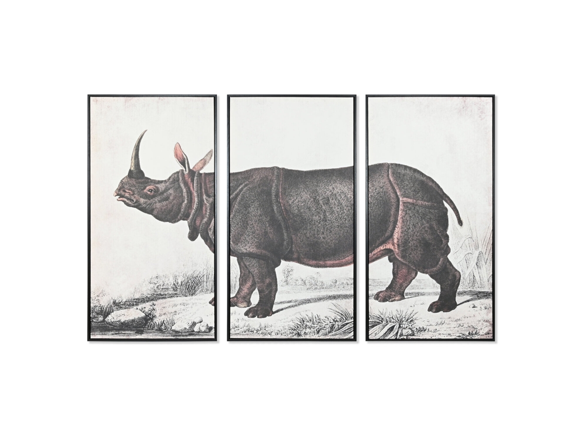 Set 3 Cuadro Ps Lienzo Rinoceronte 180x4x120cm