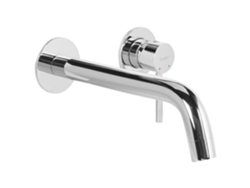 Grifo mezclador de lavabo de pared Beliani Traful en latón plateado 6x20x10