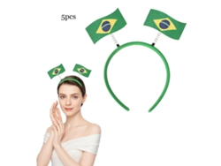 Tiara con la bandera brasileña, accesorio para fans, paquete de 5
