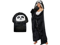 Manta Chrui Capa De Franela Con Capucha Para Usar (negra)