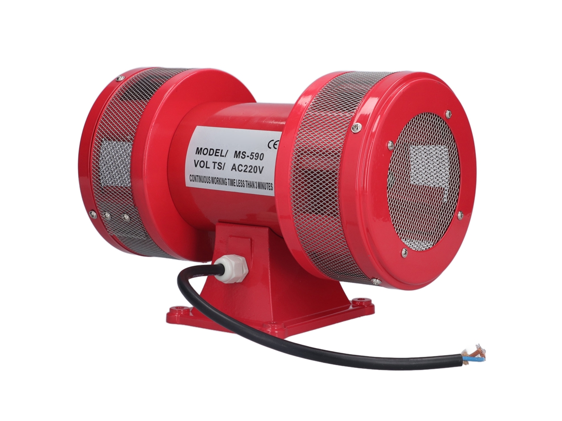 Alarma de motor de doble vía, 135 dB, sirena de advertencia eléctrica aérea de alta potencia, montaje con tornillos, CA MS-590