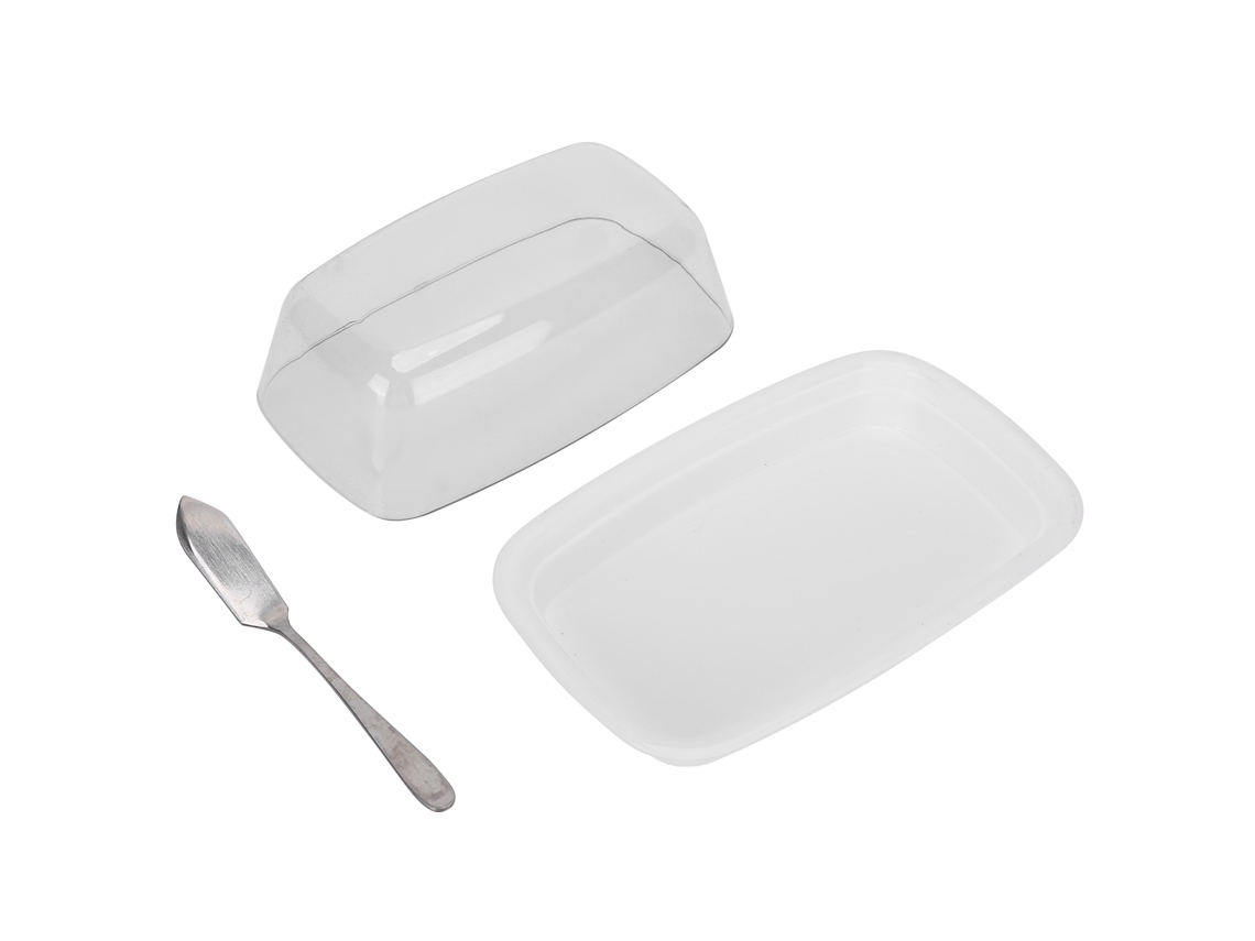Caja Curva Grande Para Mantequilla Con Tapa Contenedor De Queso Placa Para Cocina Hogar Blanca