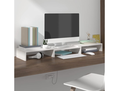 MAISON EXCLUSIVE Soporte de monitor madera maciza de pino blanco 80x24x10,5 cm