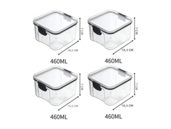 Juego de 5 recipientes herméticos de plástico transparente MDUG para almacenar alimentos (4 unidades, 460 ml cada uno)