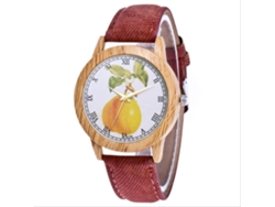 Reloj De Cuarzo Casual Con Correa De Jean Y Patrón De Frutas Para Hombre Y Mujer (café)